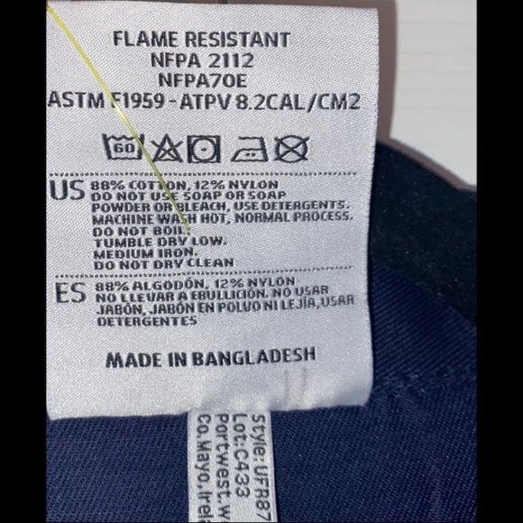 Size men's XL PORTWEST Bizflame 88/12 Classic FR Coveralls - UFR87, Navy Blue - Picture 8 of 8